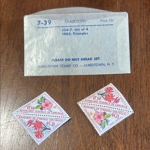 Vintage 1963 Cameroon Triangle Postage Stamps Set Original Packaging
